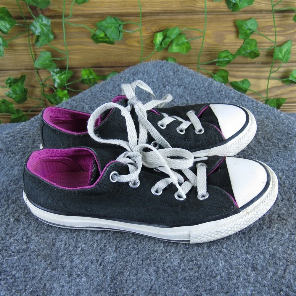Converse Sneaker Low Top Dual Girl Y 1 Medium Athletic‎ Black Fabric Lace Up
